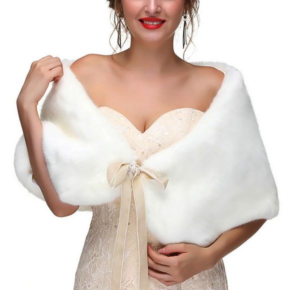 Women's Faux Fur Shawl Wraps Wedding Winter Faux Fur Scarf Bride Fur Stole👌 - Picture 1 of 7